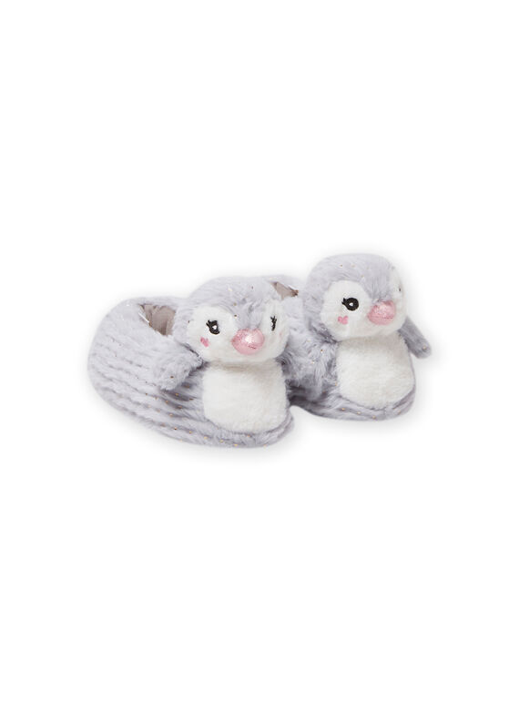 Pantofole grigie pinguino 3D bambina MAPANTPING3D / 21XK3531PTD940