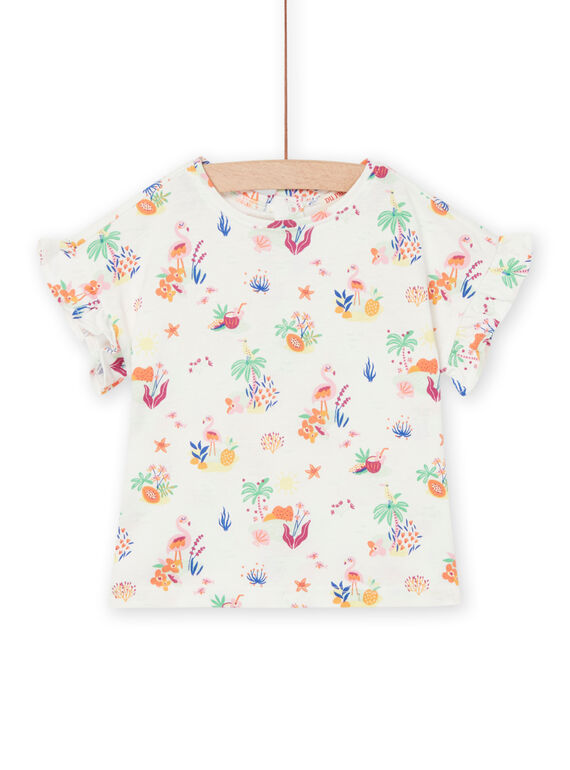 T-Shirt con stampa a fiori e fenicotteri rosa RIEXOTI / 23SG09V1TMC001