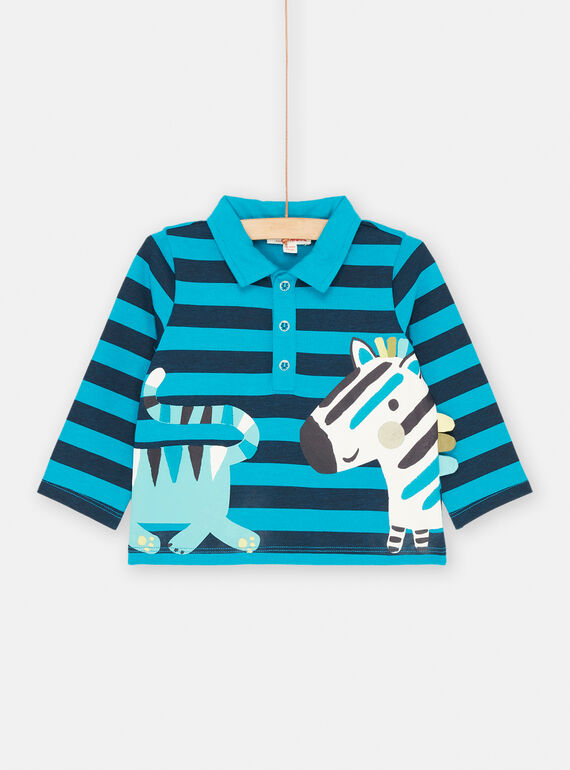 Polo blu con stampa a righe neonato SUDUPOL / 23WG10P1POLC235