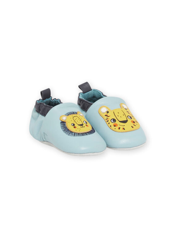 Babbucce azzurre con motivi leone e leonessa neonato NUCHOSLION / 22KK3822D3SC201