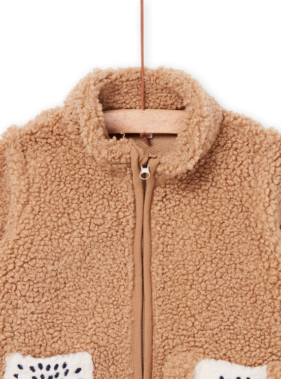 Cardigan bicolore con cerniera in sherpa PURHUGIL / 22WG10Q1GIL821