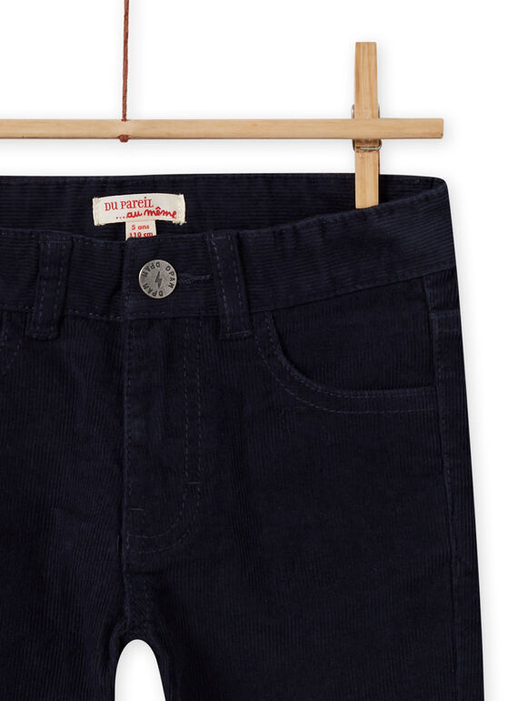 Pantaloni a tinta unita blu notte in velluto a costine bambino MOJOPAVEL4 / 21W90211PAN705