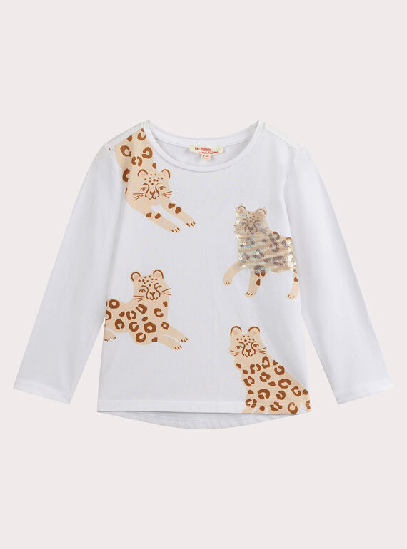 T-shirt écru con stampa leopardata per bambina VAJOYTEE3 / 24W901G2TML001