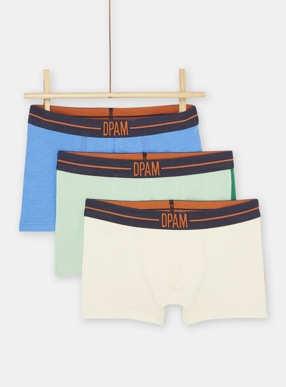 Set 3 boxer blu, verde e giallo bambino SEGOBOXANI / 23WH1266BOXC228