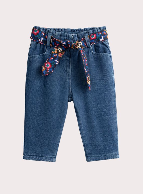 Jeans blu con cintura floreale per bambina  VIROJEAN / 24WG09P1JEA070