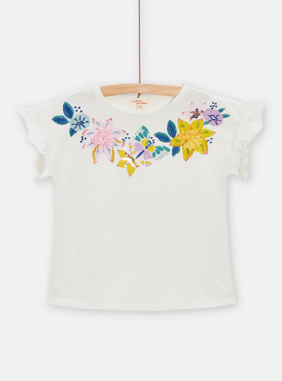 T-shirt ecrù con motivi fiori bambina TAPOTI1 / 24S901M2TMC001