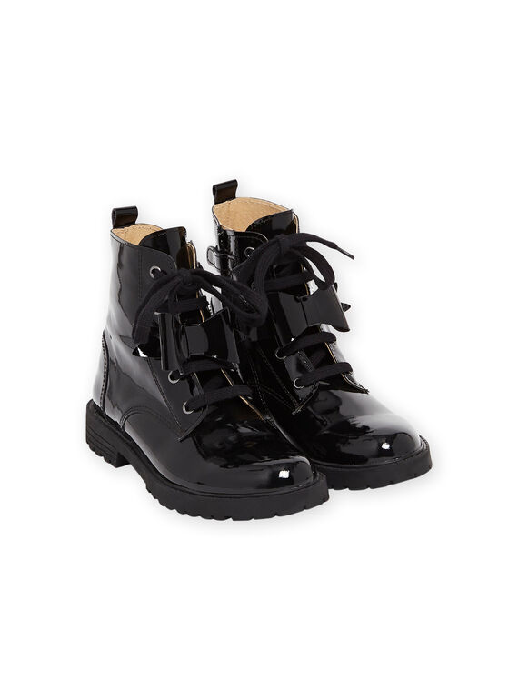 Stivaletti alti neri in vernice dettaglio fiocco bambina MABOOTNOEUD / 21XK3553D0D090