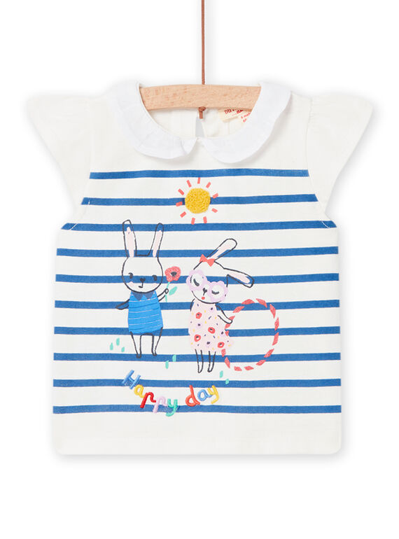 T-shirt a righe con motivi conigli fantasia neonata NILUBRA / 22SG09P1BRA001