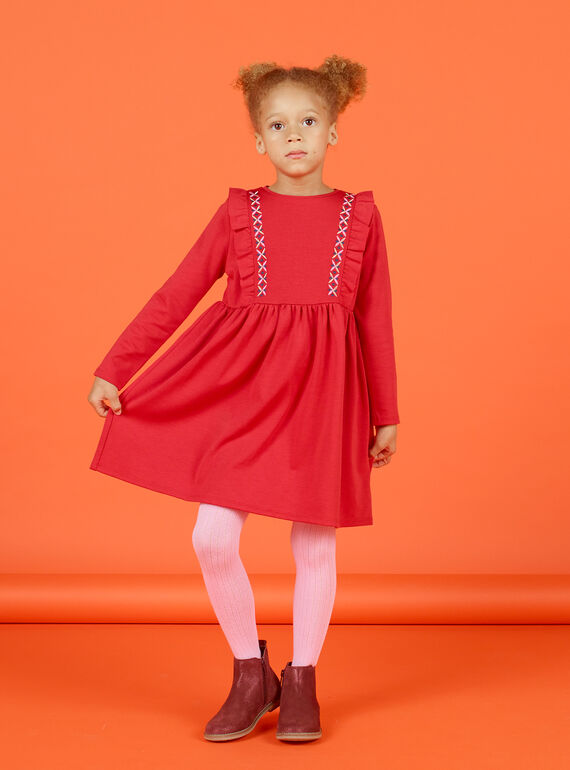 Abito milano a maniche lunghe con volant bambina MACOMROB3 / 21W901L2ROB408