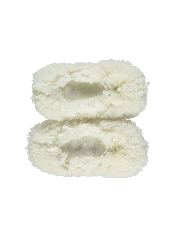 Babbucce con elastico ecrù fiocco glitterato bambina GFBALNOEUD / 19WK35Z2D07001
