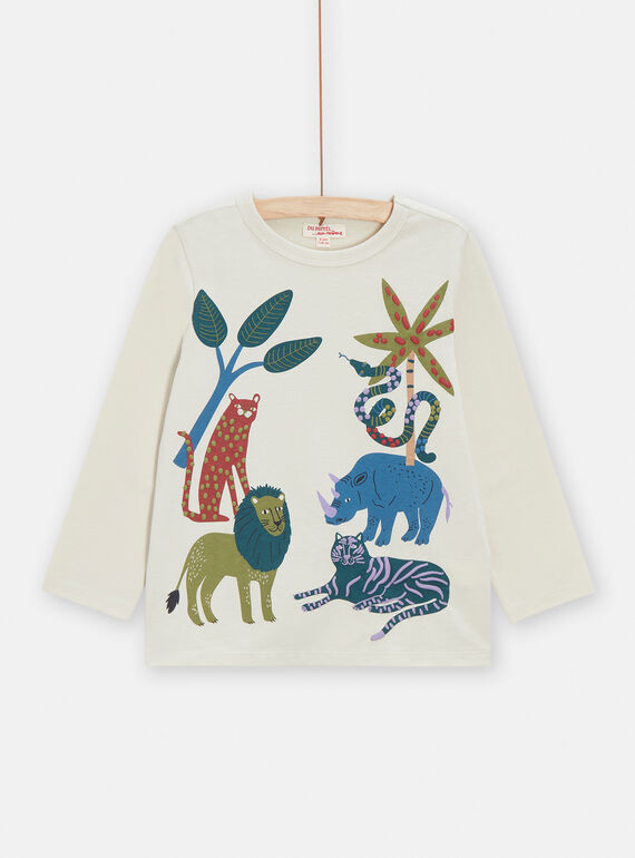 T-shirt écru con motivo giungla per bambino VODATEE3 / 24W90222TML810