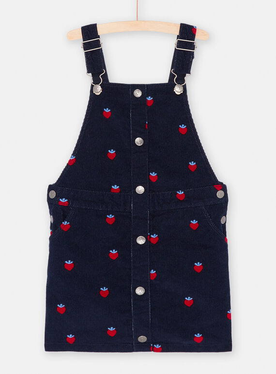 Abito salopette blu notte con stampa fragola bambina SAFOROB2 / 23W901K1ROBC205