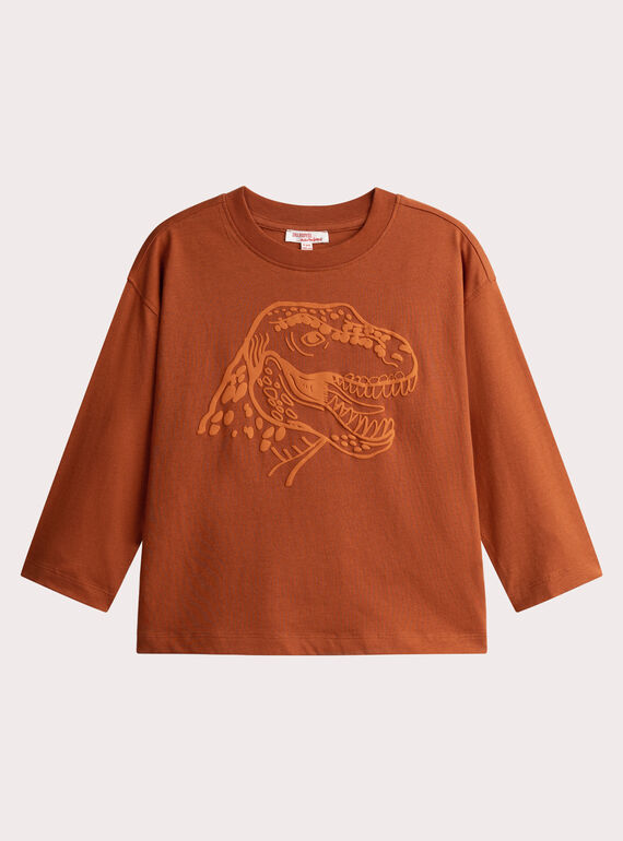 T-shirt arancione animazione dino per ragazzo  VOJOTI3 / 24W902I2TMLF519