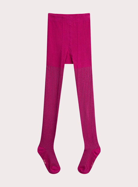 Collant rosa a coste per ragazza  VYAJOSCOL4 / 24WI01H5COL030