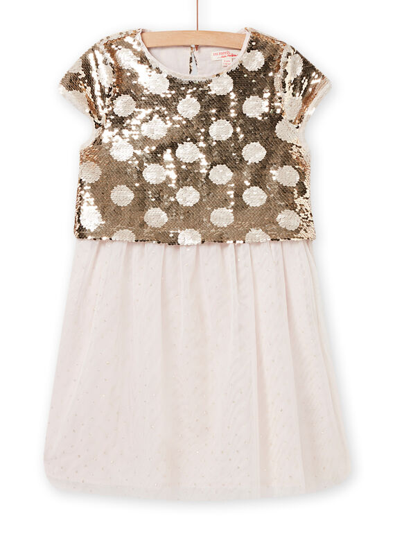 Abito dorato chiaro con paillettes double face bambina NASOROB3 / 22S901Q4ROBK008