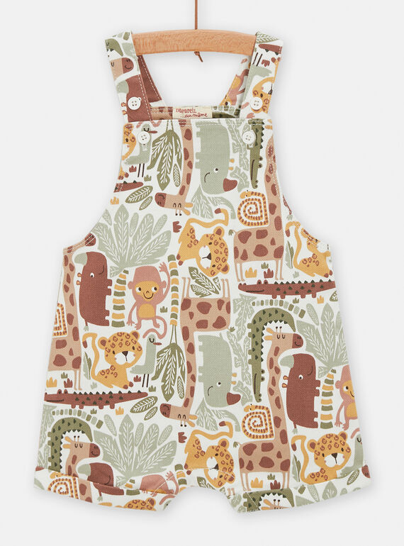 Salopette corta ecrù e verde con stampa savana neonato TUCRISAC / 24SG10L1SAC001