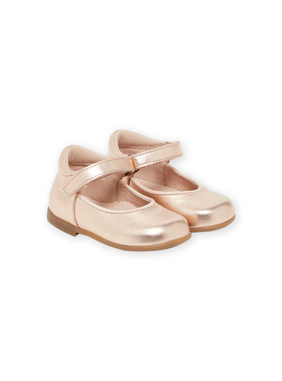Scarpe baby in pelle liscia dorato rosa 
