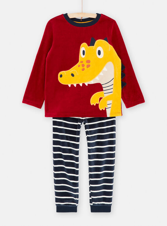 Pigiama blu e bordeaux con motivo dinosauro bambino SEGOPYJDIN / 23WH1245PYJF508