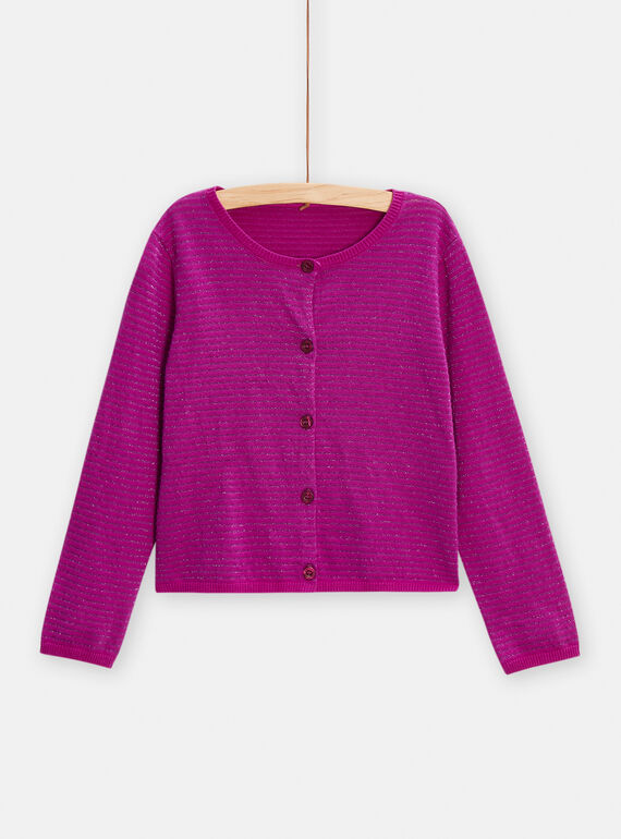 Cardigan viola con stampa a righe bambina TAPACAR / 24S90121CAR712