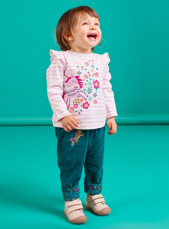 Pantaloni double face petrolio neonata MITUPAN / 21WG09K1PAN714