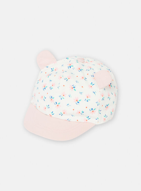 Cappellino ecrù con stampa a fiori neonata TYIJACHA2 / 24SI09E2CHA001