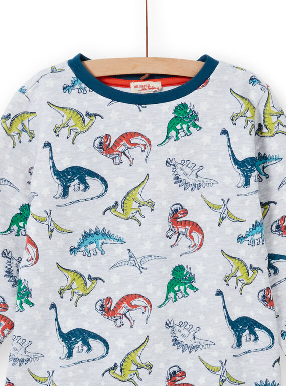 Set pigiama grigio melange fosforescente con stampa dinosauro bambino MEGOPYJAOP / 21WH1282PYJJ922