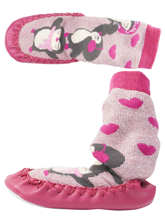 Babbucce effetto calza lurex rosa neonata GBFCCPING / 19WK37Z1D08030
