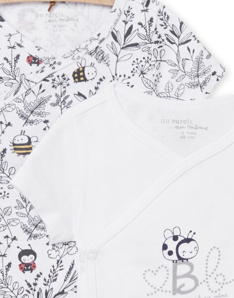 Set 2 body bianchi con stampa coccinella ape e foglia nascita unisex NOU1BOD1 / 22SF0541BDN000