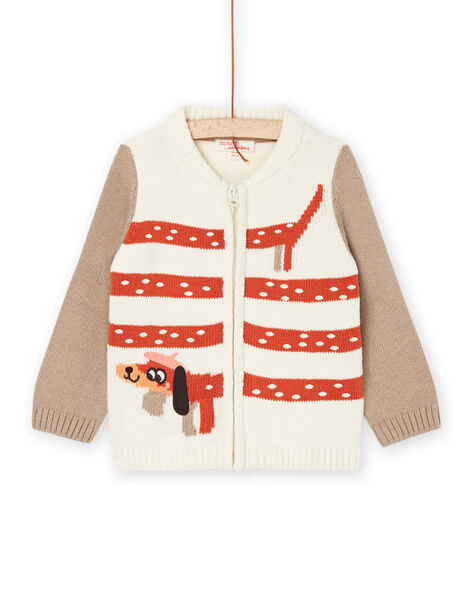 Cardigan avorio con motivo cane RUSUNGIL / 23SG10K1GIL005