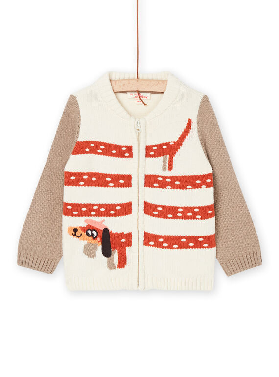 Cardigan avorio con motivo cane RUSUNGIL / 23SG10K1GIL005