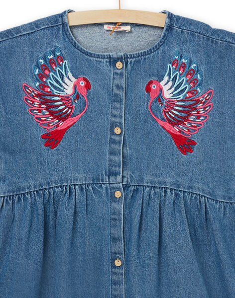 Abito in jeans a maniche corte con motivo pappagalli PAGOROB2 / 22W901O1ROBP274