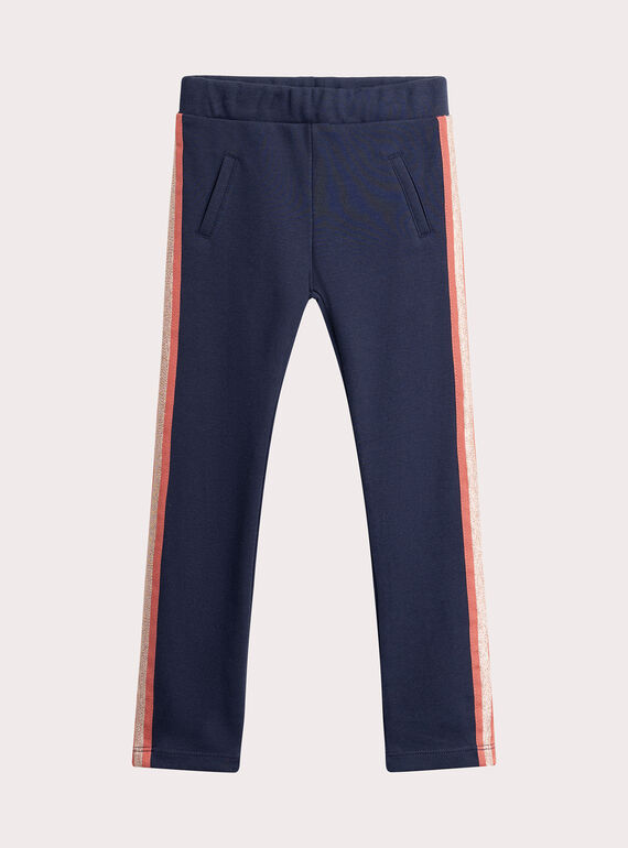 Legging blu navy con strisce in lurex per ragazza  VAJOMIL1 / 24W901H4PAN070