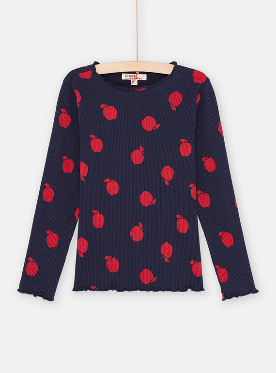 T-shirt navy e rossa con stampa mela bambina SAJOUTEE3 / 23W901G2TML070