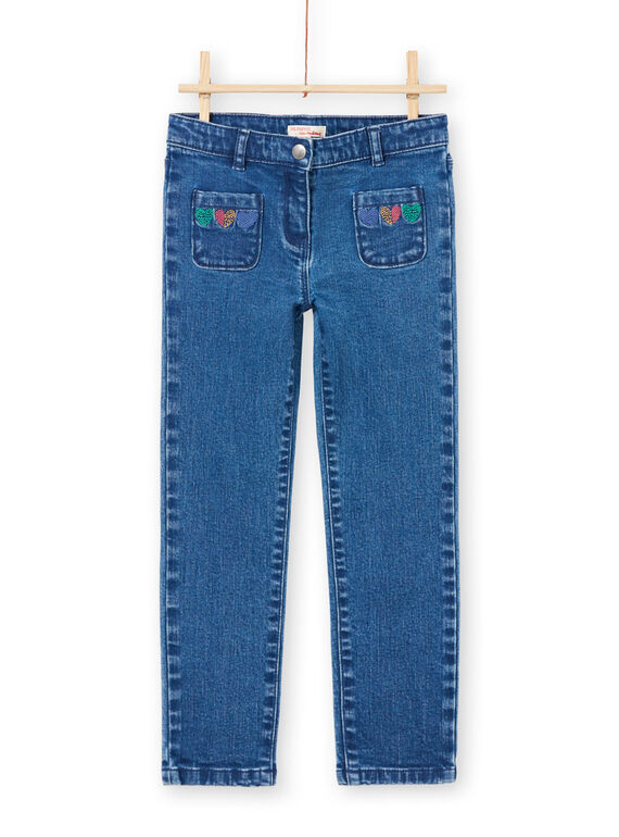 Jeans blu con motivi cuori bambina MAMIXJEAN / 21W901J1JEAP269
