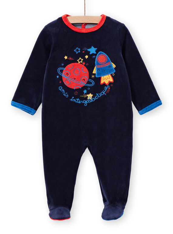 Tutina corredo bambino in velluto navy motivi spazio LEGAGRESPA / 21SH1452GRE713