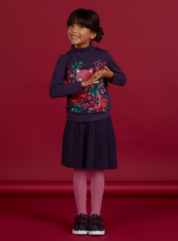 Gonna blu scura plissé in maglia bambina MAFUNJUP1 / 21W901M1JUPH703