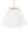 T-shirt ecrù con collo con volant bianca neonata NIJOBRA3 / 22SG0972BRA001
