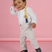 Pantaloni beige con bretelle amovibili