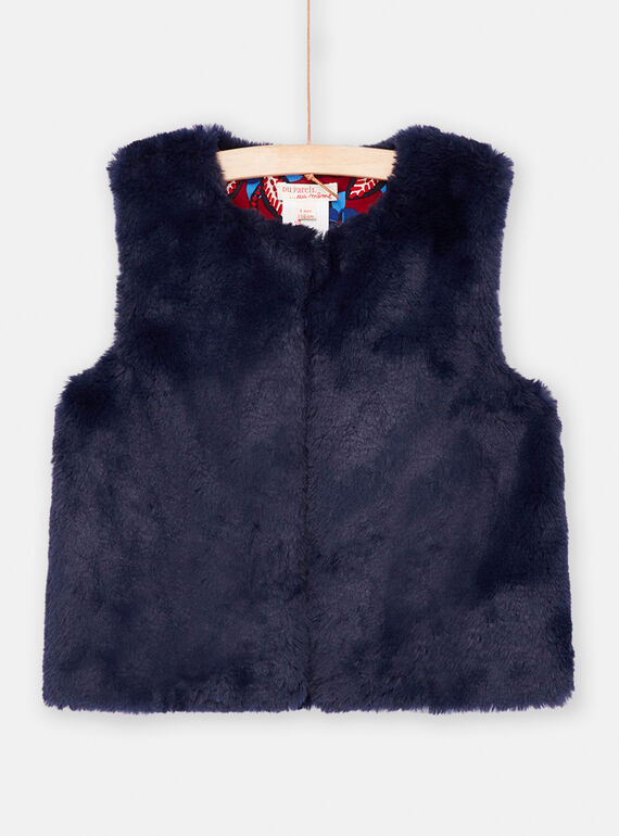 Cardigan blu notte double face bambina SAFORCAR1 / 23W901K1CARC205