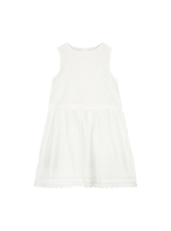 Abito bianco in cotone bambina FAROROB3 / 19S901S3ROB001