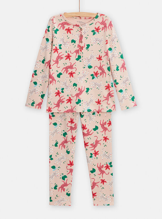 Pigiama rosa con stampa pantere bambina TEFAPYJPAN / 24SH1141PYJD329