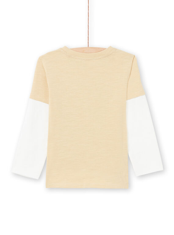 T-shirt maniche lunghe beige ed ecrù con motivi fantasia bambino MOCOTEE1 / 21W902L1TMLA006