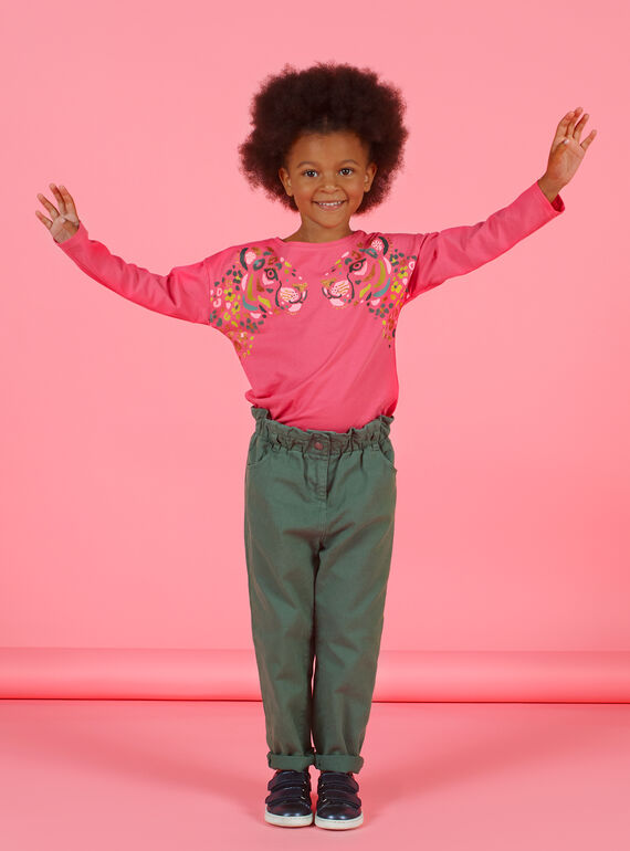 Pantaloni paperbag kaki in twill bambina MAKAPANT / 21W901I1PAN626