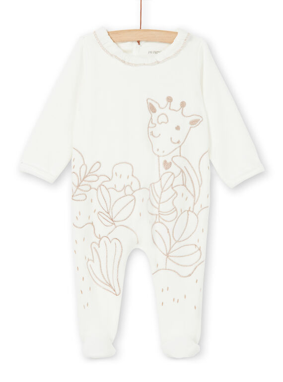 Tutina ecrù e dorata in velluto neonata LEFIGREGIR / 21SH135BGRE001