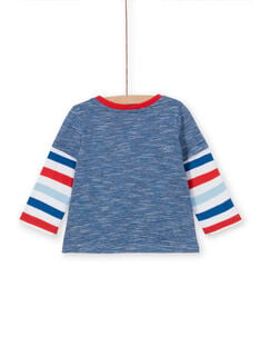 T-shirt blu e rossa neonato LUCANTEE3 / 21SG10M3TML707
