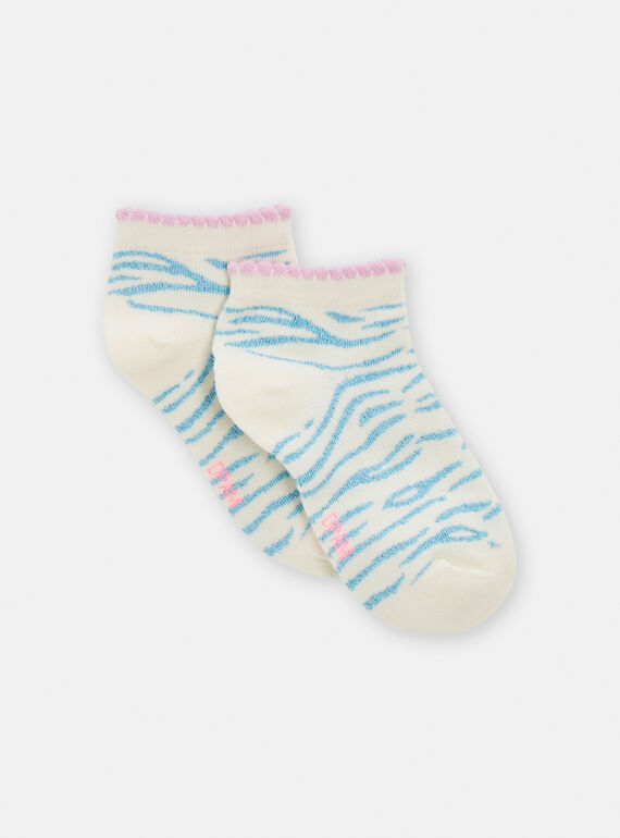 Calze ecrù e blu con motivi a righe bambina TYADECHO / 24SI0187SOQ001
