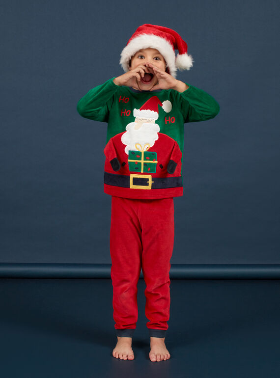 Set pigiama verde con motivo Babbo Natale bambino MEGOPYJNOPER / 21WH12F2PYJG614