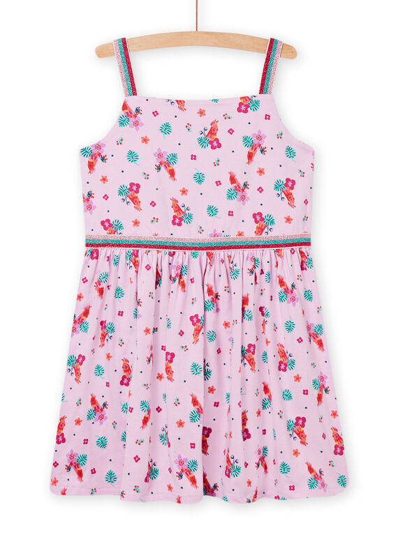 Abito con stampa a fiori e uccello lilla bambina NAWAROB4 / 22S901V3ROBH700
