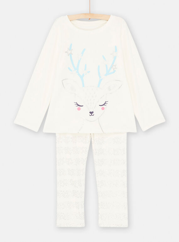 Pigiama ecrù con motivo renna bambina SEFAPYJSTA / 23WH1154PYJ001