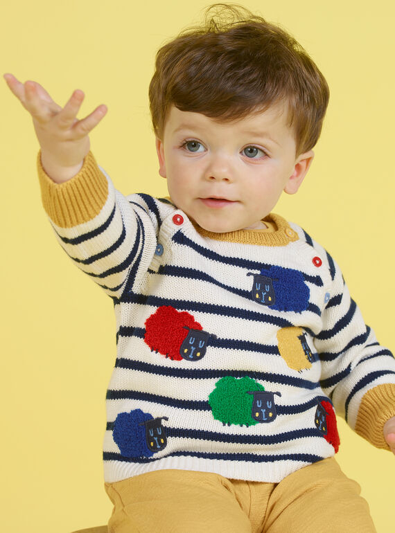 Maglia ecrù e navy a righe neonato MUMIXPUL / 21WG10J1PUL001